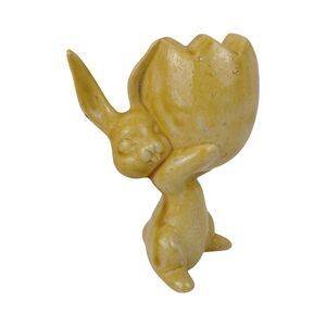 Yellow Bunny Rabbit Basket Ceramic Planter Easter Egg Spring Decor 50's